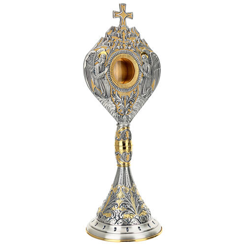 Handcrafted bicolour reliquary of 2.4 in with hand-engraved angels and acanthus leaves, 21.5x8.5 in 5