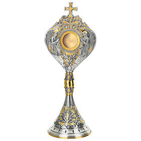 Reliquiario 6 cm bicolore Angeli cesellato a mano Foglie d'Acanto 54x21 cm 