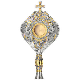 Reliquiario 6 cm bicolore Angeli cesellato a mano Foglie d'Acanto 54x21 cm 