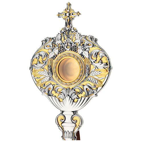 Reliquary with wooden base, rays with grape clusters and ears of wheat, 22x10 in 6