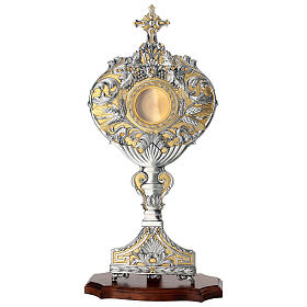 Reliquiario Raggera grappoli uva spighe base in legno 57x24 cm