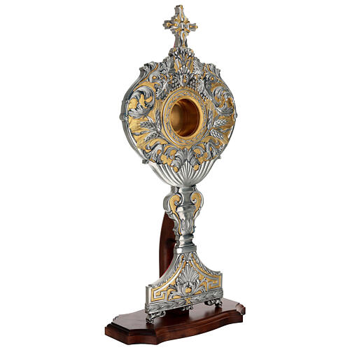 Reliquiario Raggera grappoli uva spighe base in legno 57x24 cm 5
