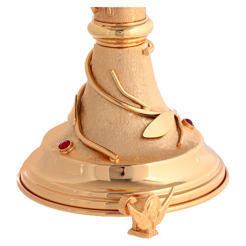 Ostensorio de latón chapado en oro de 24 kt decoraciones olivo,cordero cristales rojos 45 cm 8