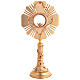 Ostensorio de latón chapado en oro de 24 kt decoraciones olivo,cordero cristales rojos 45 cm s1