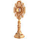Ostensorio de latón chapado en oro de 24 kt decoraciones olivo,cordero cristales rojos 45 cm s5