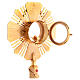 Ostensorio de latón chapado en oro de 24 kt decoraciones olivo,cordero cristales rojos 45 cm s7