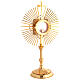 Bicolour brass monstrance, 24kt gold plated with blue crystals, 20 in s7