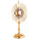 Ostensorio in ottone bicolore placcato oro 24kt con cristalli blu 50 cm s4