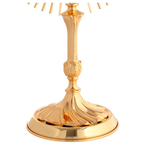 Monstrance in 24kt gold-plated bicolored brass with blue crystals, 50 cm 3