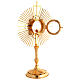 Monstrance in 24kt gold-plated bicolored brass with blue crystals, 50 cm s5