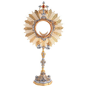 Ostensorio  dorato con finiture argentate Sacro Cuore