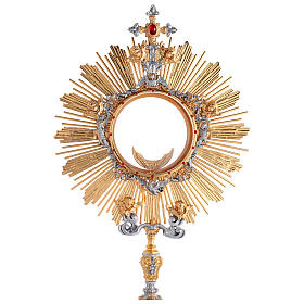 Ostensorio  dorato con finiture argentate Sacro Cuore