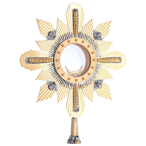 Handcrafted monstrance with wheat and grape design, two-tone finish, 22 in 2