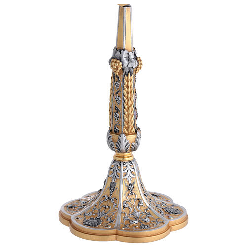 Handcrafted monstrance with wheat and grape design, two-tone finish, 22 in 5