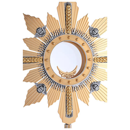 Handcrafted monstrance with wheat and grape design, two-tone finish, 22 in 6