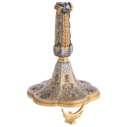 Handcrafted monstrance with wheat and grape design, two-tone finish, 22 in 9