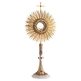 Ostensorio cesellato a mano stile rinascimentale bicolore 80 cm
