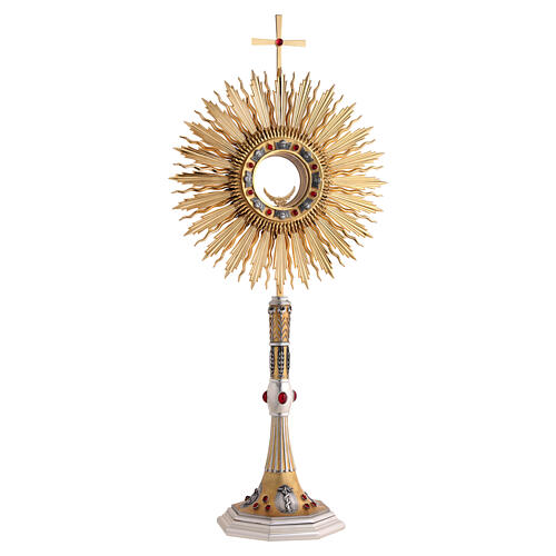 Ostensorio cesellato a mano stile rinascimentale bicolore 80 cm 1