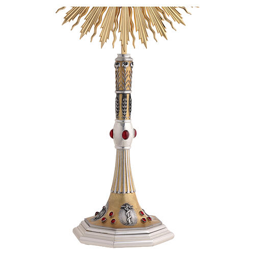 Ostensorio cesellato a mano stile rinascimentale bicolore 80 cm 4