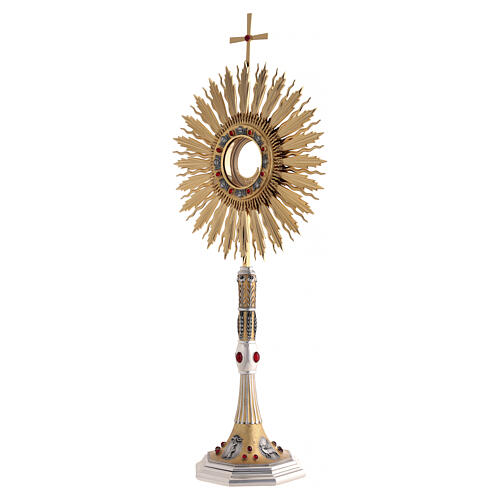 Ostensorio cesellato a mano stile rinascimentale bicolore 80 cm 5