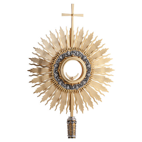 Ostensorio cesellato a mano stile rinascimentale bicolore 80 cm 6