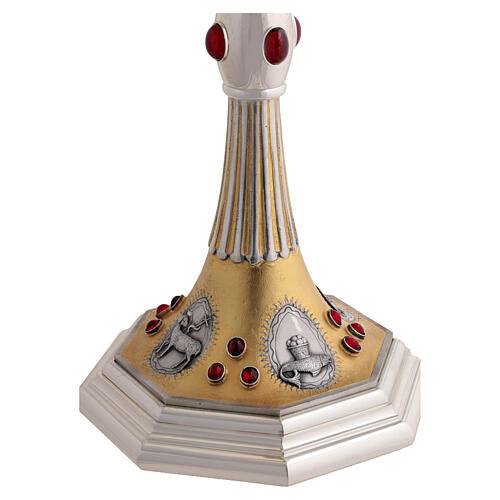 Ostensorio cesellato a mano stile rinascimentale bicolore 80 cm 10