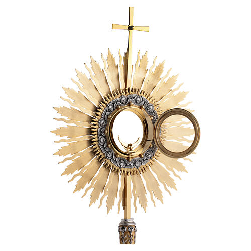 Ostensorio cesellato a mano stile rinascimentale bicolore 80 cm 14