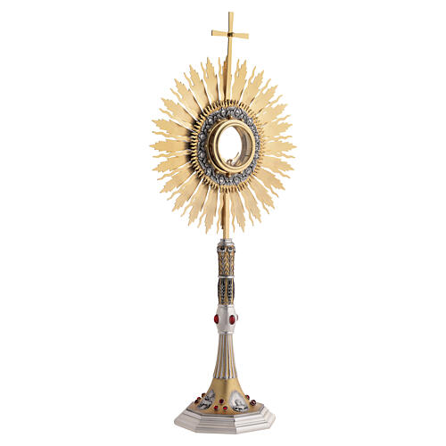Ostensorio cesellato a mano stile rinascimentale bicolore 80 cm 15