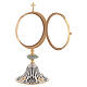 Silver-plated monstrance with blue swirls and hexagonal resin node, 14 in s6