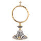 Silver-plated Monstrance with Blue Floral Scrolls and Hexagonal Resin Knot, 35 cm s1