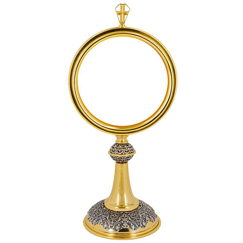 Ostensorio dorato con filigrane base e nodo 35 cm 1
