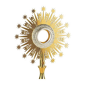 Ostensorio latón dorado corona de rayos con estrellas base uva y trigo 65 cm Molina