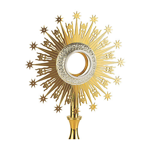 Ostensorio latón dorado corona de rayos con estrellas base uva y trigo 65 cm Molina 2