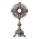 Ostensorio barocco Molina croce con raggiera e ghirigori treppiedi 55 cm ottone argentato s1