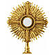 Baroque monstrance with cross, ray design, and ornate tripod, gold plated brass, 55 cm s2