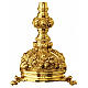 Ostensoir baroque croix avec rayonnement et arabesques trépied laiton doré 55 cm s3