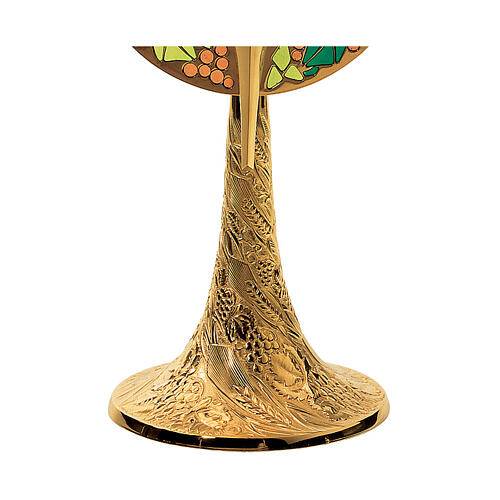 Ostensorio Molina stile moderno motivi grano e foglie d'uva scolpita 45 cm ottone dorato 3