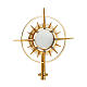 Silver-plated brass Molina monstrance with shiny finish, sunburst adorned with zirconia, 14 in s2