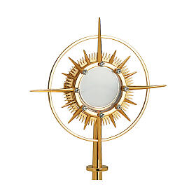 Ostensorio latón plateado acabado brillante Molina corona de rayos decorada con zircones 35 cm
