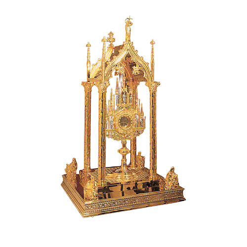 Trono para ostensório em latão com banho de ouro Molina 110x60x60 cm 1