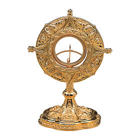 Ostensorio disegno gotico Molina ottone bagno oro 25 cm
