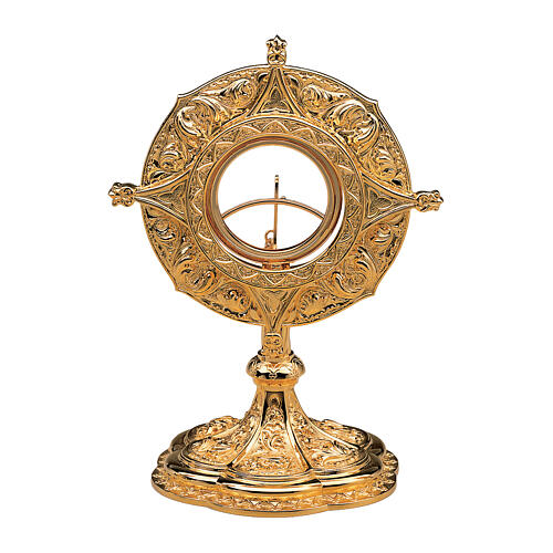 Ostensorio disegno gotico Molina ottone bagno oro 25 cm 1