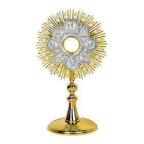 Ostensorio con aureola immagini quattro evangelisti ottone bagno oro Molina 55 cm
