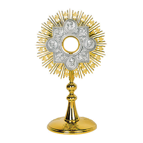 Monstrance with halo images of Four Evangelists brass gold-plated Molina 55 cm 1