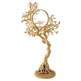 Olive tree monstrance by Pical Arte, 20x12 in, brass plated with 18 kt gold