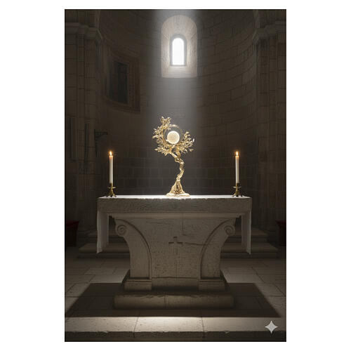 Ostensório árvore de oliveira 52x30 cm latão folheado a ouro 18 kt Pical Arte 2