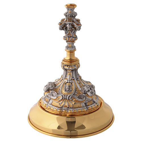 Bicoloured gold and silver cast monstrance with angels, 28 in 11