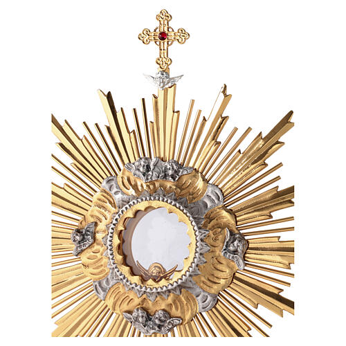 Monstrancja liturgiczna odlewana, złocona i srebrzona z aniołami, 71 cm 10