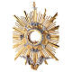 Altar Monstrance in two-tone brass with angels and red stone 71 cm s5