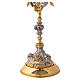 Altar Monstrance in two-tone brass with angels and red stone 71 cm s8